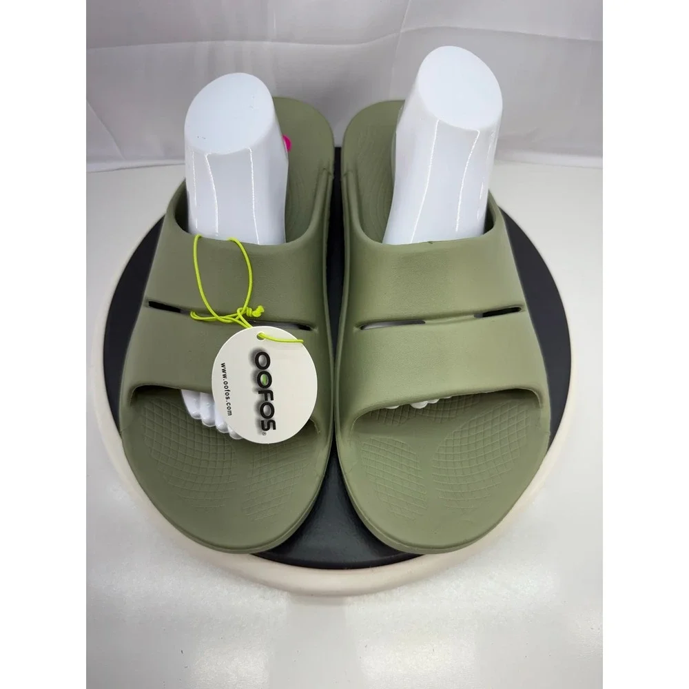 OOFOS OOahh‎ Recovery Slide Mens Size 14 Sage Green Slip On Comfort Sandals NEW